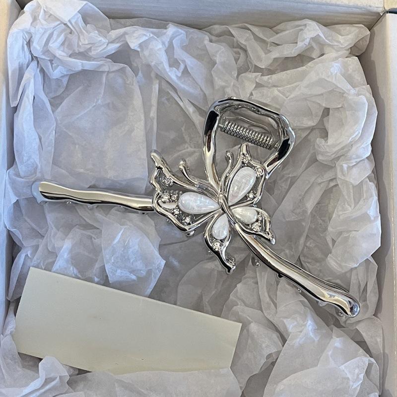 

1pc/2pcs Metal butterfly gripper clip for women s new high-end style, shark clip at the back of the head, large hair clip