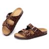 Mode Crestar Classic Clogs Sandalen für Damen Outdoor Korksohle Leopard Pantoletten mit Doppelschnalle Damen Haus Plateau Freizeitschuhe