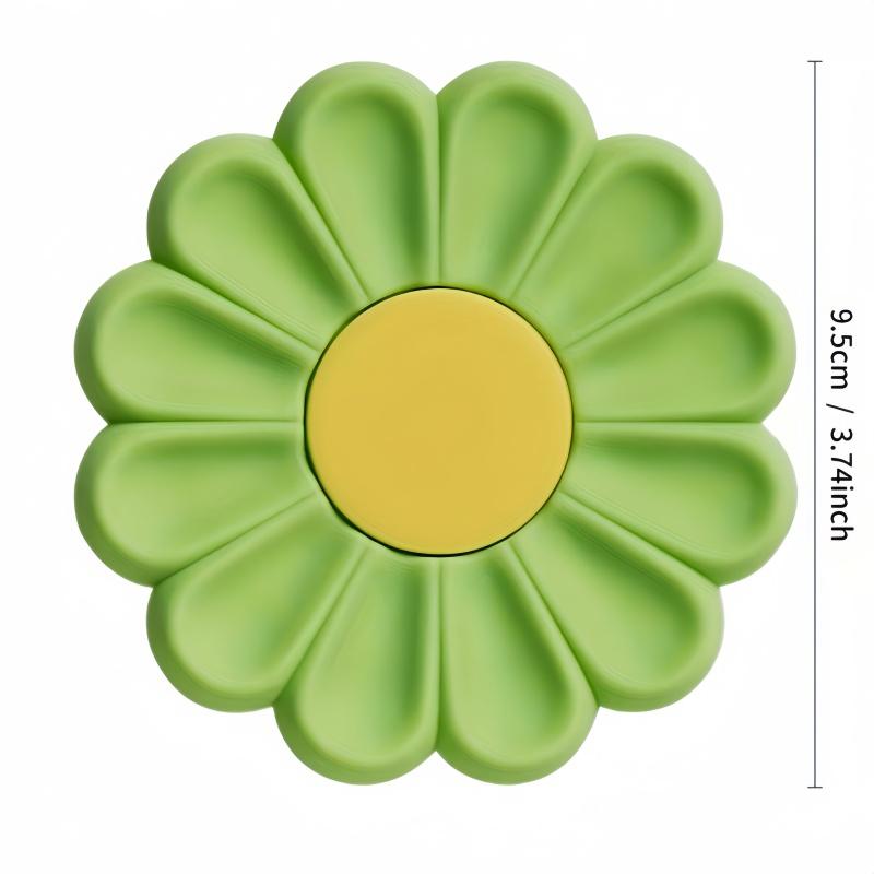 1PC Daisy Coaster Silicone Material Cute Flower Shaped Heat-resistant Dual Color Coffee Coaster,suitable for Holiday Gifts