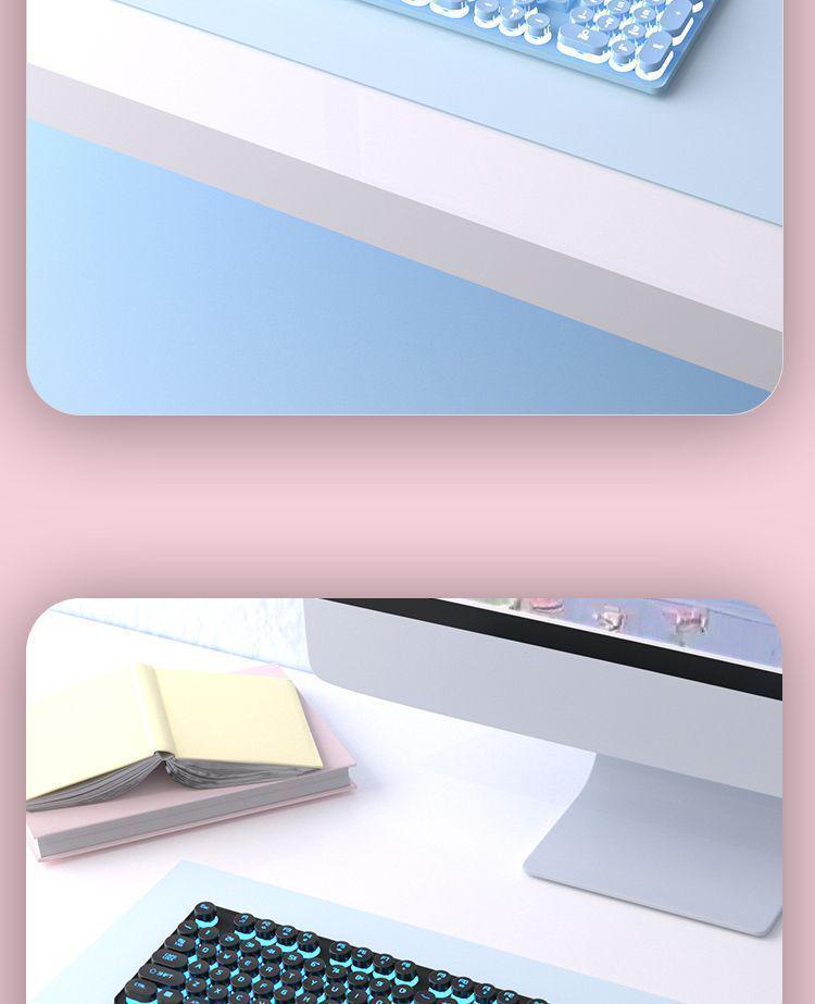 Punk Wired Mechanical Keyboard & Mouse Set with Color-Block Design, Backlit Keys, High Aesthetic, and Enhanced Tactile Feel for Office and Gaming Use