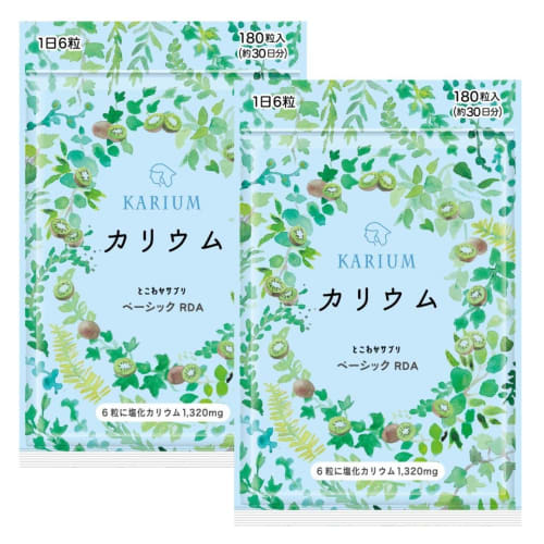 

Set of 2 [All ingredients made in Japan] Safe Potassium 1,320mg with Kiwi Powder [6 tablets per day/180 tablets] Potassium Chloride Tokowaka Supplemen