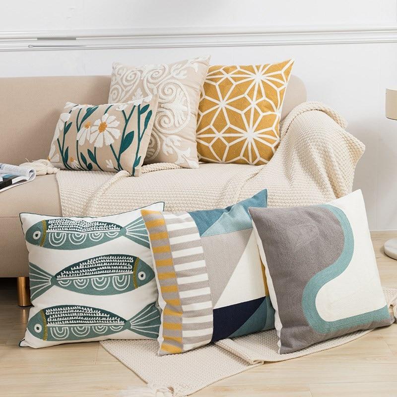 

Холст в скандинавском стиле с вышивкой наволочка, украшение для дивана, наволочки 45x45 см/30x50 см