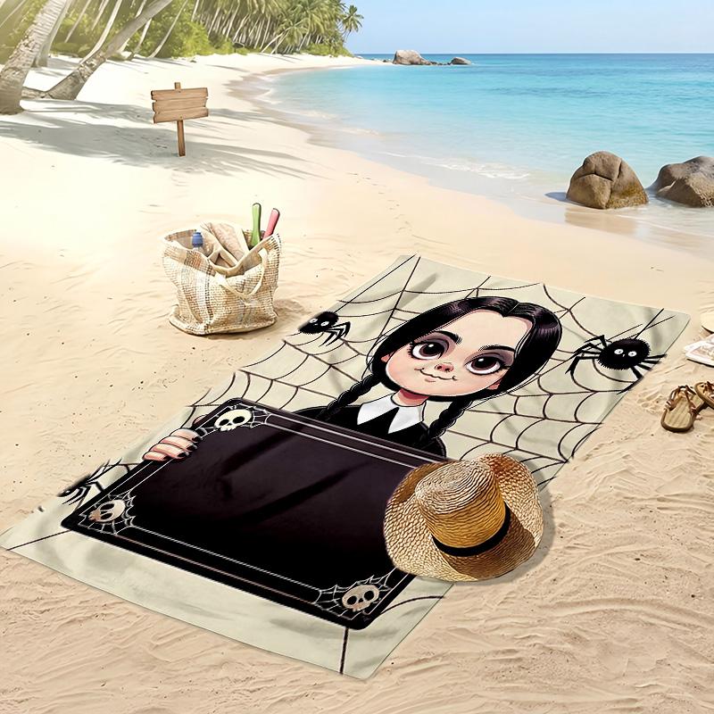 Wednesday tv Printed Quick Dry Beach Towel Super Absorbent Soft Lightweight Bath Towel for Pool Summer Travel