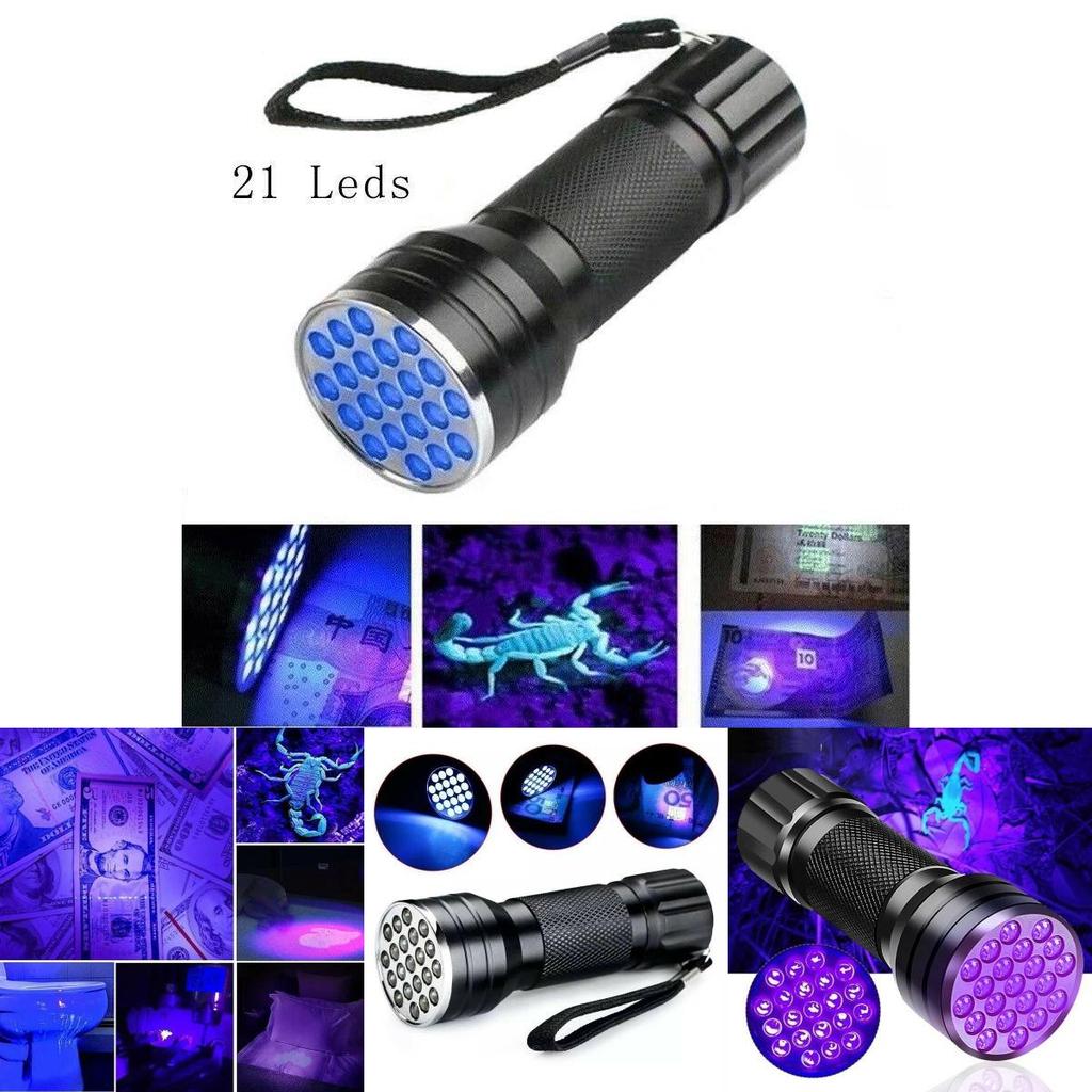 Compact Uv Flashlight With 21 Ultraviolet Leds For Pet Urine Stains Detection And More