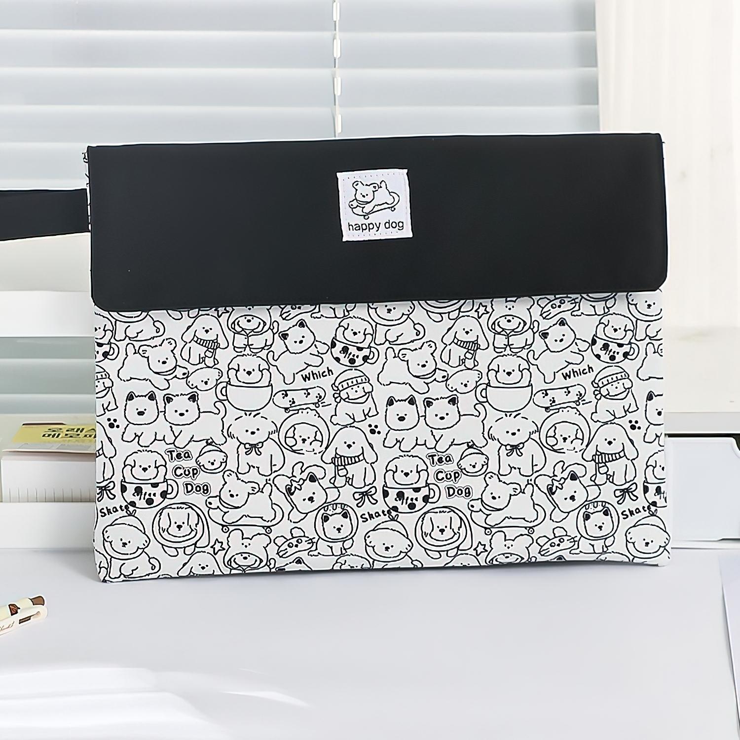 1 шт. Сумка для файлов Capybara A4, складная мягкая тканевая сумка для хранения с изображением мультяшной собаки, карман для органайзера документов, сумка для конвертов, пенал