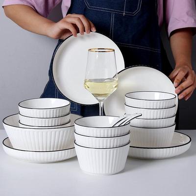 Nordic Ceramic Tableware Set: Bowls and Plates Combo for Soup and Noodles - Perfect Housewarming Gift.