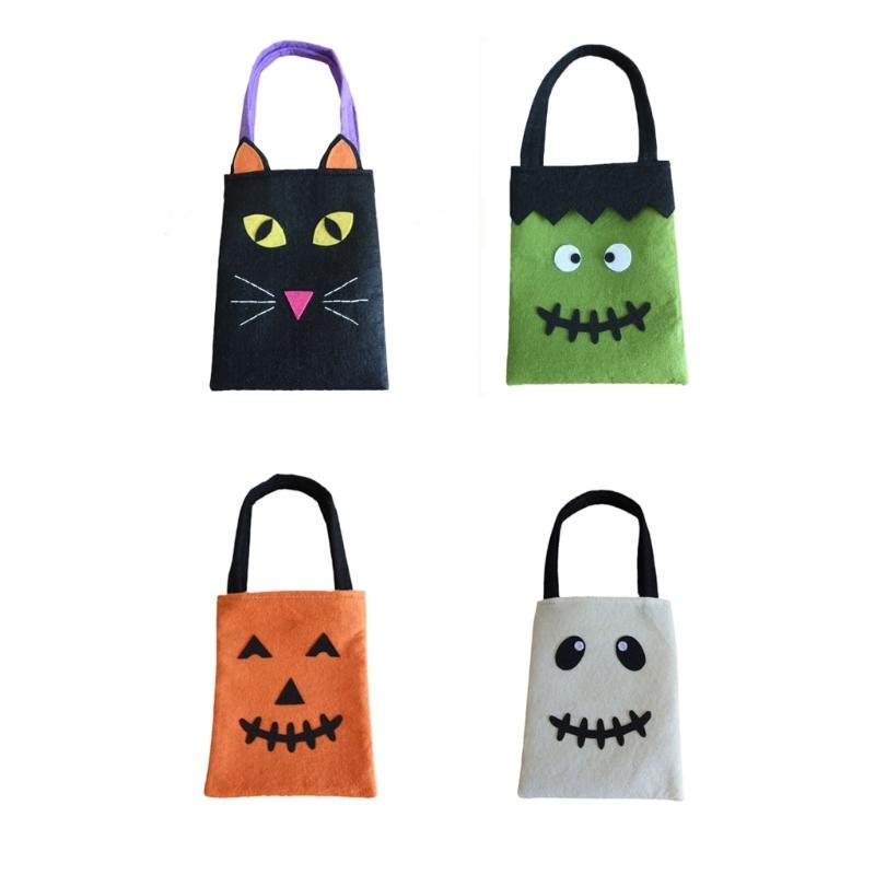Multipurpose Halloween Tote Candy Bag Pumpkin Witch Portable Gift Storage Bucket for New Year Festival Party