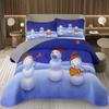 Copriletto Buon Natale, Set Copriletto Pupazzo di Neve Kawaii Queen/Full per Camera da Letto Bambini Ragazzi Ragazze, Set Piumino Tema Natale Cartone Animato