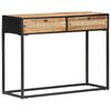 Console Table 100x35x75 Cm Rough Mango Wood and Wicker Weave