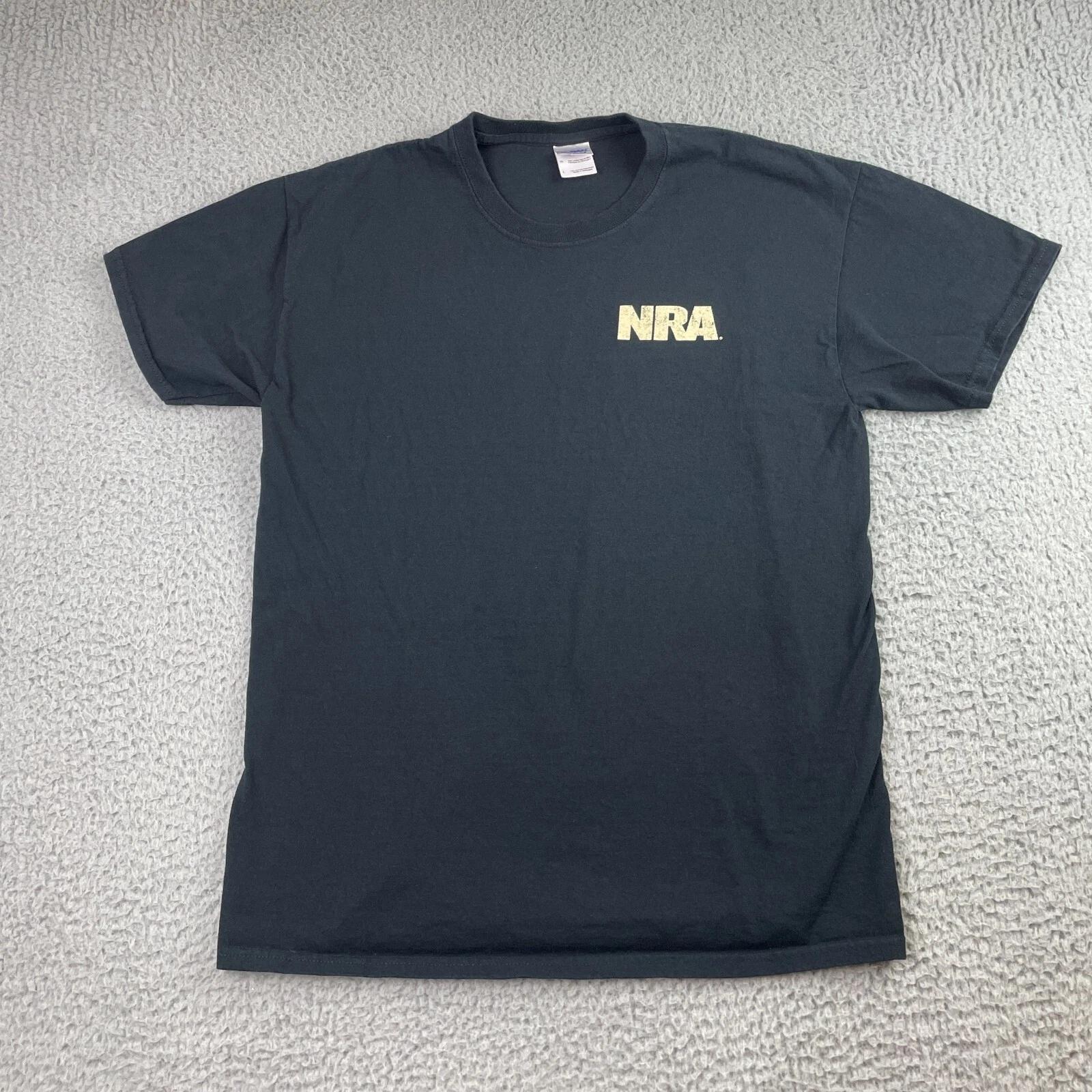 NRA Shirt Mens Large Black Short Sleeve Freedom Through Strength Flag Eagle USA 3XL