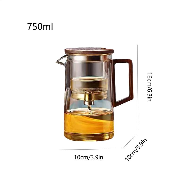 Glass Teapot Filter 500Ml/750ml Glass Water Separation Tea Pot With Strainer Ergonomic Tea Maker With Wooden Handle Dishwasher