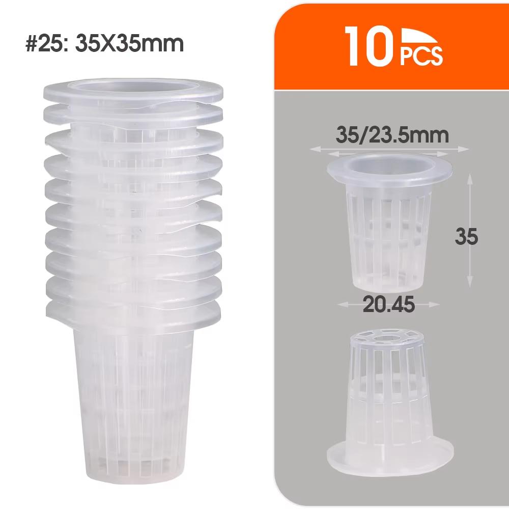 

10PCS Garden Transparent Hydroponics Slotted Mesh Plant Cups Aeroponic Planting Heavy Duty Net Pots Soilless Bucket Basket Grow