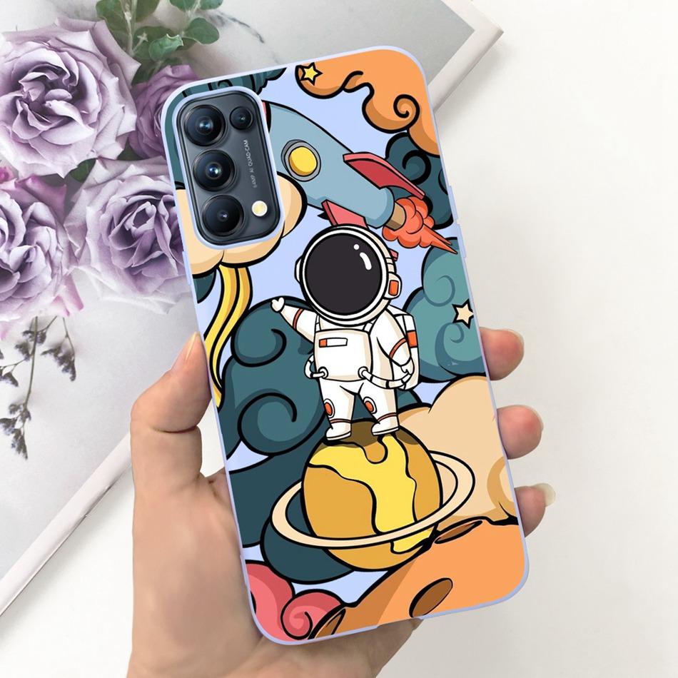 For OPPO Reno5 Pro 5G 4G Reno5 Phone Case Reno 5 5Pro CPH2201 CPH2145 Cute Cat Cartoon Candy Color Soft Silicone TPU Back Cover