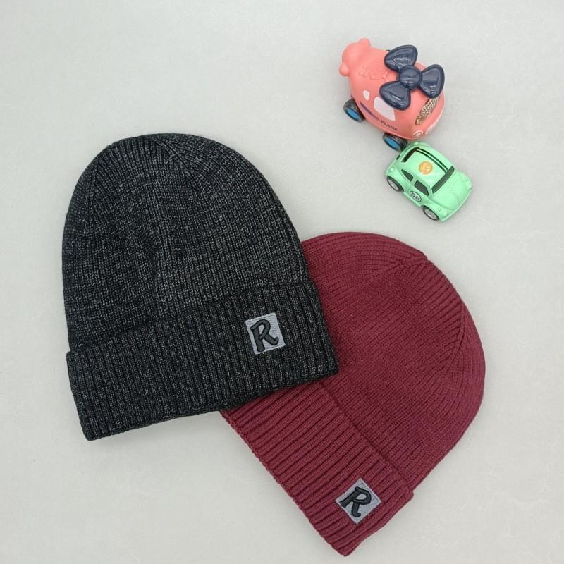 Letter R Printing Knitted Hat Solid Color Beanie Caps Windproof Fashion Gifts