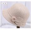 Fisherman'S Hat Children Autumn And Winter Wool Wool Elegant Flower Warm Basin Hat Casual Versatile Retro Top Hat