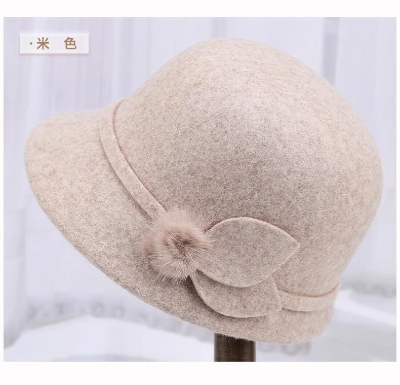 Fisherman'S Hat Children Autumn And Winter Wool Wool Elegant Flower Warm Basin Hat Casual Versatile Retro Top Hat