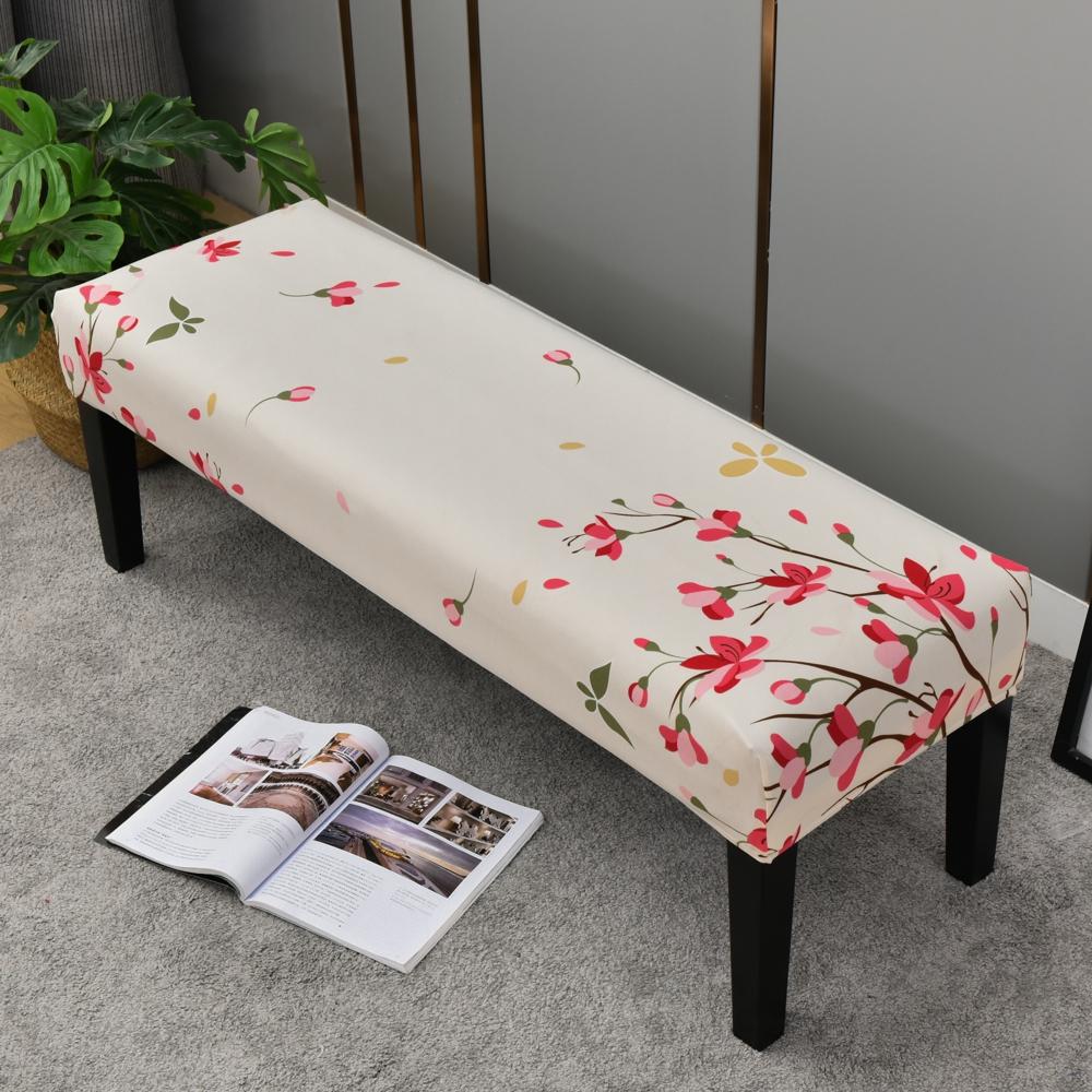 Dining Bench Cover Stretch Upholstered Bench Slipcover Printed Bench Seat Protector Rectangle Bench Covers for Dining Room Bedroom Living Room Kitchen
