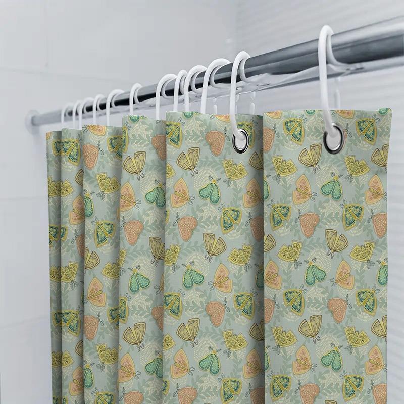 Botanical Shower Curtain Floral Greenery Pattern Bathroom Decor Nature Leafy Spa Inspired Home Textile Waterproof Fabric
