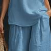 Dámský dvoudílný top s halter výstřihem bez rukávů, outfit s vysokým pasem, kalhoty s V-výstřihem, ležérní volné kalhoty, letní domácí oblečení