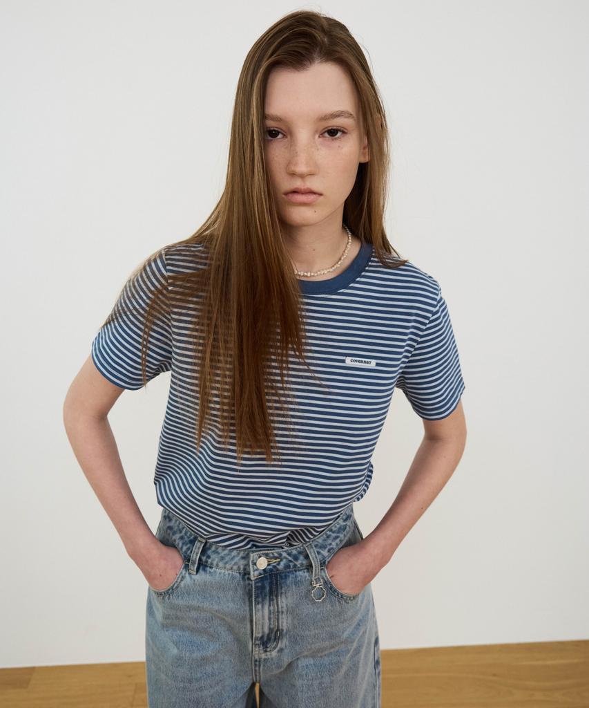 COVERNAT WOMAN Striped T-Shirt Blue