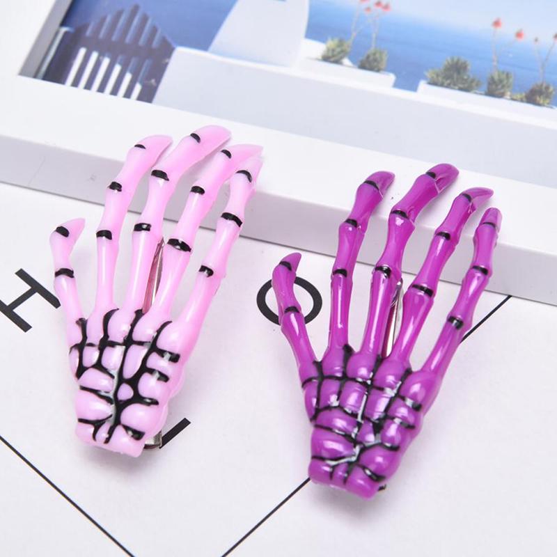 1Pc Punk Gothic Halloween Zombie Skull Skeleton Hand Bone Claw Hairpin Hair Clips