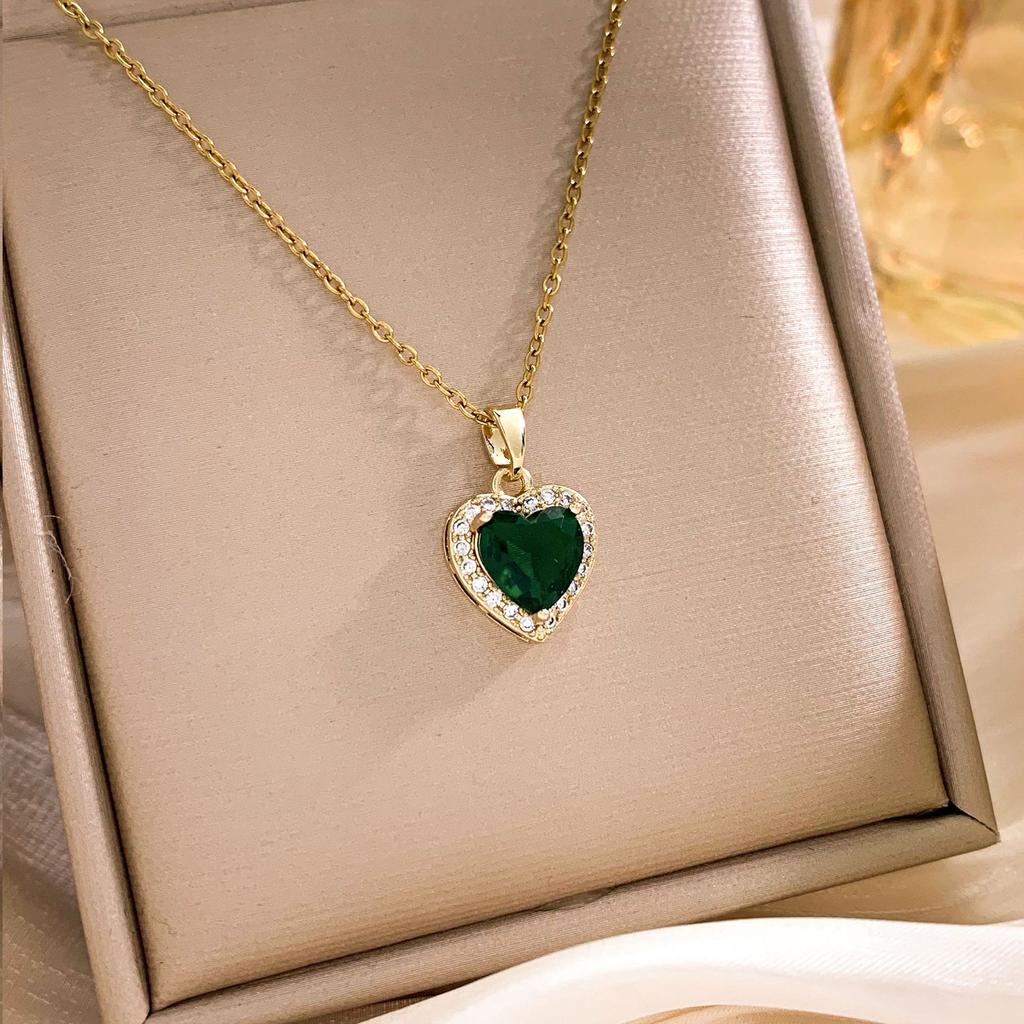 Elegant Classic Heart of the Ocean Necklace for Women, Stylish Gold Tone, Tarnish-Resistant Titanium Steel Zircon Necklace