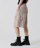 UNKNOWN PLANET Bermuda Wide One-Pleat Washed Cargo Shorts Vintage Beige