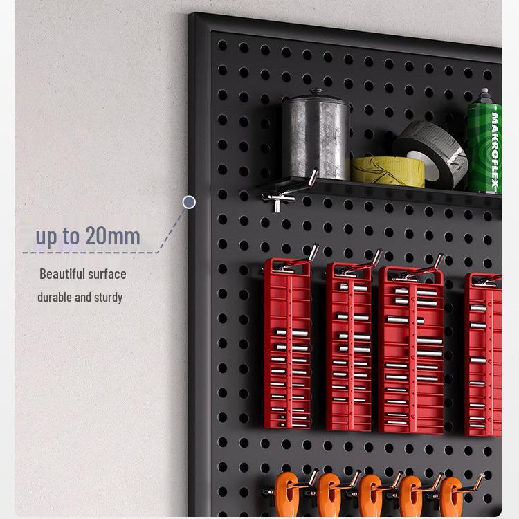 Universal Wall-Mounted Pegboard Storage Rack with Stainless Steel Shelves