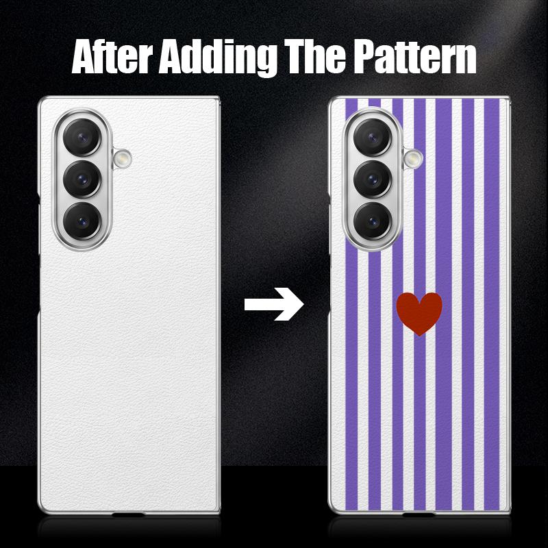 Stripe Heart Pattern Case For Samsung Z Fold 8 Ultra 7 6 5 Hybrid 3in1 Leather Skin Plating Folding Phone Cover For Galaxy Z Fold8 Fold7 Fold6