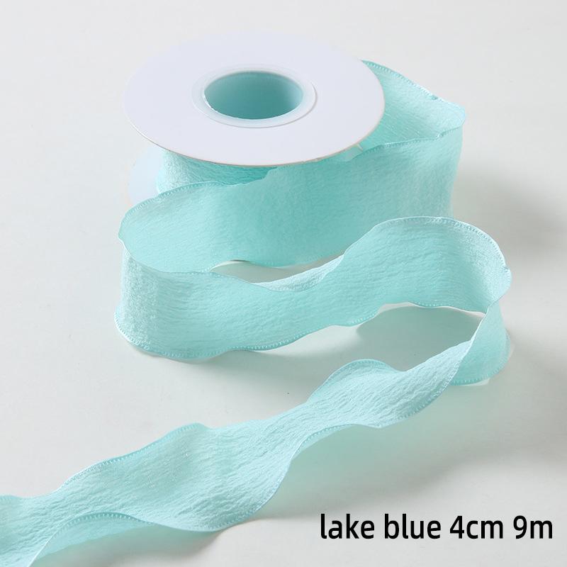 25/40mm 10Yards Candy Color Ribbon Wavy Edge Fishtail Yarn Ribbon for Gift Wrapping DIY Bow Bouquet Cream Style Wrinkled Ribbons