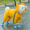 Cute Bear Shape Dog Raincoat Puppy Rain Jacket Full Body Coverage with Hat Reflective Double Layered Waterproof Dog Hooded Cloak