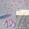 Shiny Polarized White Ribbon Bowknot Stars Tassel 3D Self Adhesive Nail Art Stickers Lovely Bow 5D Embossed Manicure Decals