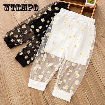 Pantaloni per bambini Pantaloni estivi sottili antizanzare Leggings Pantaloni casual Pantaloni larghi coreani a rete margherita
