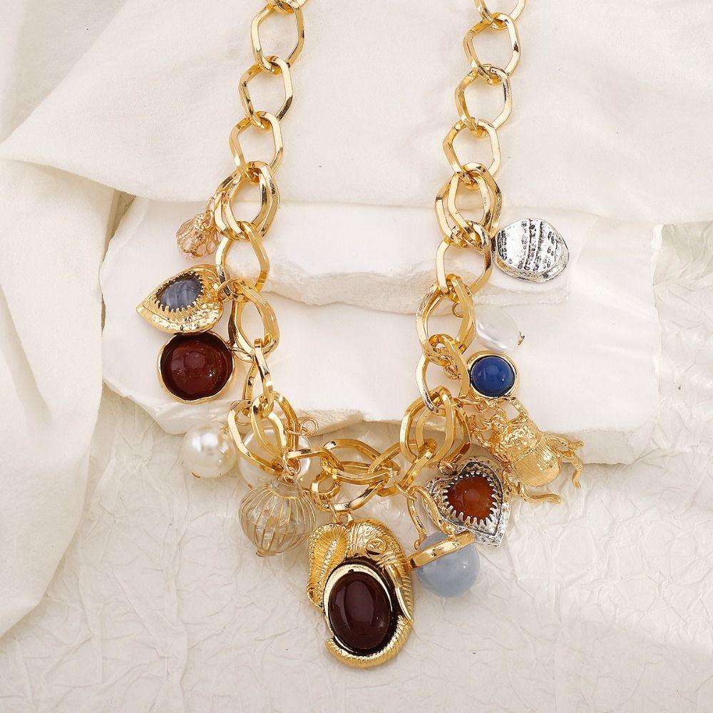 Literature Collarbone Chain Personality Vintage Earring Punk Multi Pendant Chain Necklace Autumn