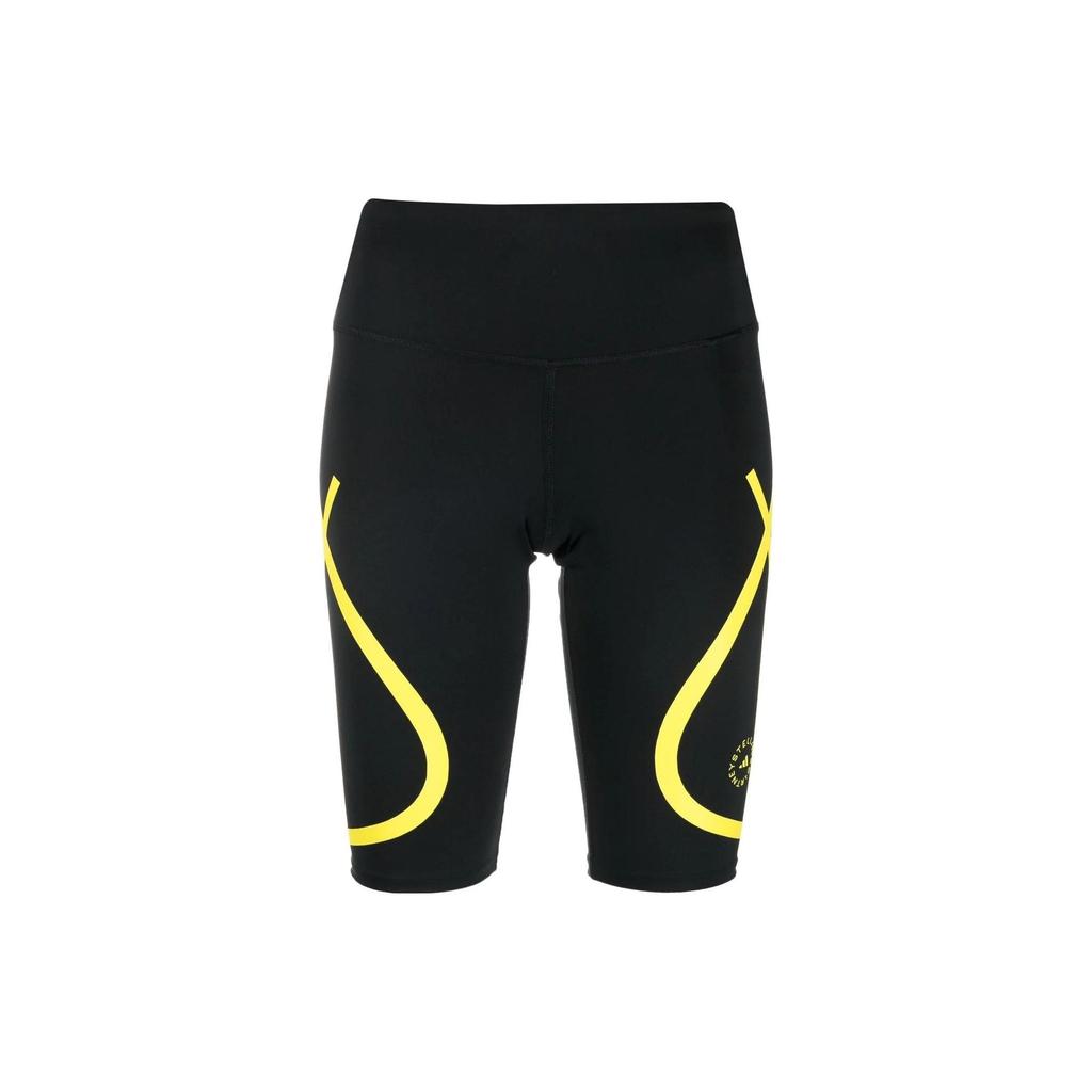 adidas Shorts de ciclismo com estampa de logotipo e cintura alta, feminino, preto, HI6058