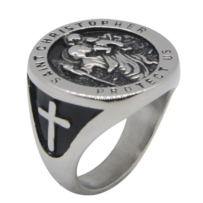 

Drop Ship 7-14 Round US Ring 316L Stainless Steel Party Mens Golden Cross Ring 7