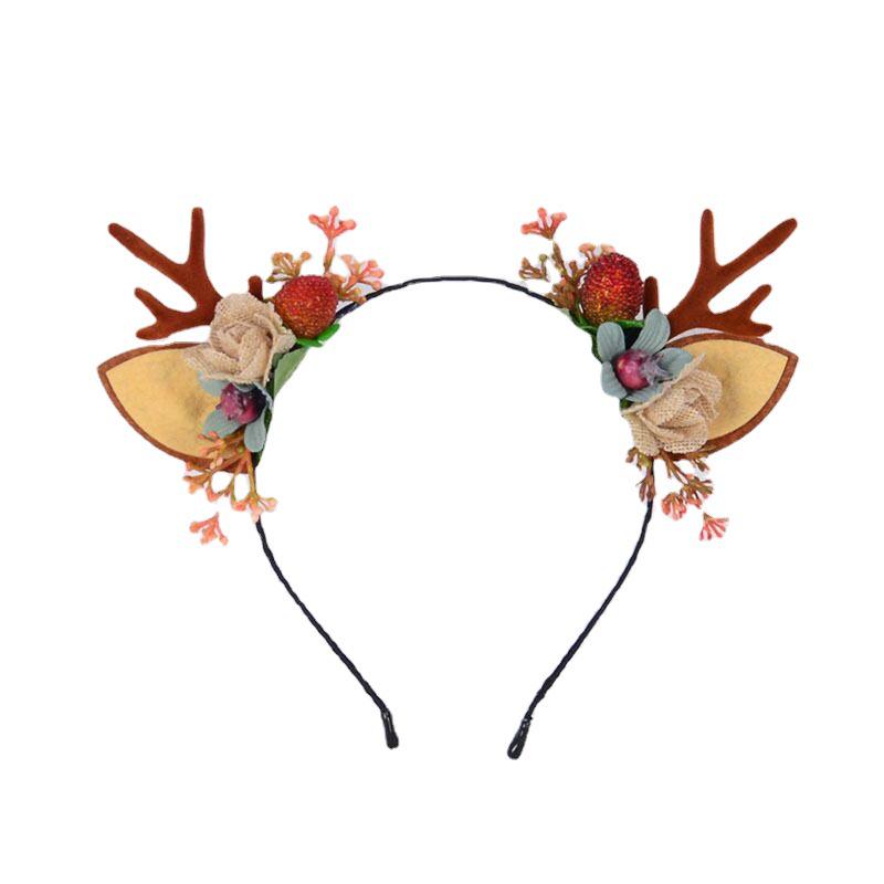 Glowing Reindeer Berry Antler Headband for Christmas & Halloween Parties