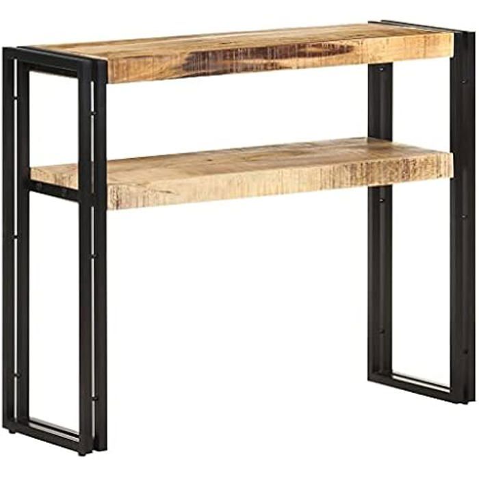 Table Console - VIDAXL - 90x30x75 cm - Bois de Manguier Brut - Fer Enduit de Poudre - Style Classique