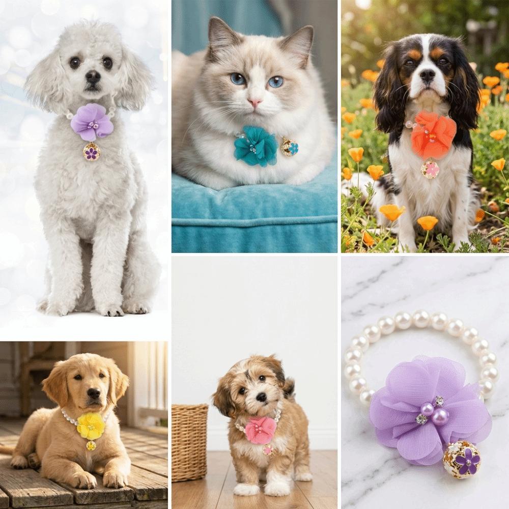 Elastic Stretchable Pet Pearl Collar Multi Size Available Round Pearl Bead Dog Pearl Necklace Lightweight Wearable