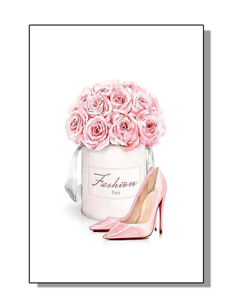 Fashion Girl Canvas Poster Perfume Bottle Print Pictures Flower Wall Art Prints Nordic Wall Posters Girl Bedroom Decoration