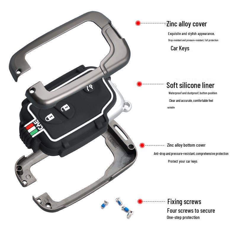 BYD Car Key Cover for F3, FO, E6, M6, G3, L3, Tang, S6, and S7 - Metal Shell Case and Buckle
