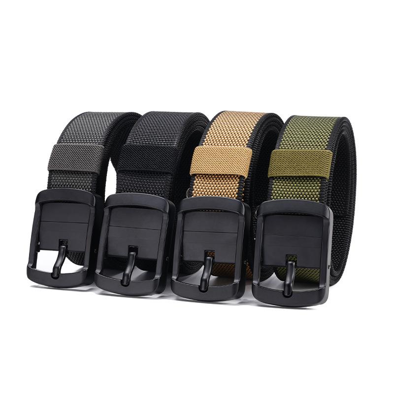 Rotating Pin Buckle Men's Belt Outdoor Tactical Nylon Canvas Belt Wear Jeans Casual Versatile Belt