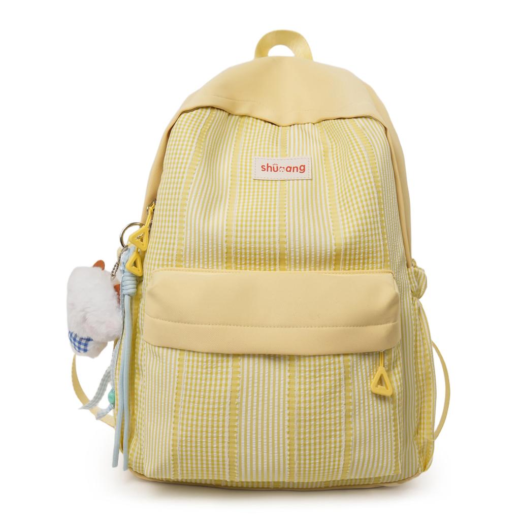 Schoolbag small fresh Korean plaid backpack female high school college student schoolbag high value large capacity girl versatile backpack