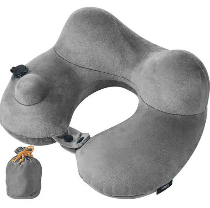 Inflatable U-Shaped Neck Support Pillow - Portable Travel and Office Comfort 32x29x15cm
