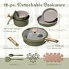 18 Pcs Ceramic Cookware Set Detachable Handle Non Toxic Pots and Pans Set Non Stick Induction Kitchen Cookware Removable Handle