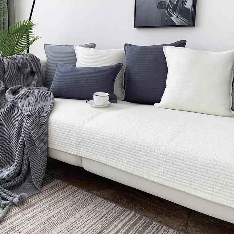 Nordic Simple Modern Solid Color Fabric Craft Four Seasons Universal Non-Slip Sofa Cushion Cushion Autumn and Winter