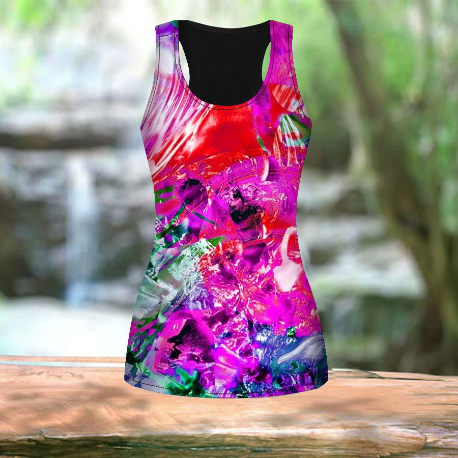 3D Crystal Wave Print L Women Workout Yoga Gym Printed Summer Sport Shirts Plus Size Vests
