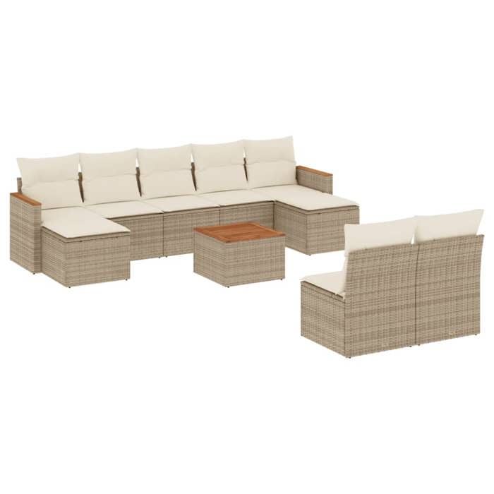 VidaXL Garden Lounge Set with Cushions 10 Pcs, Patio Sofas, Patio Furniture Set, Outdoor Furniture, Beige 3226380