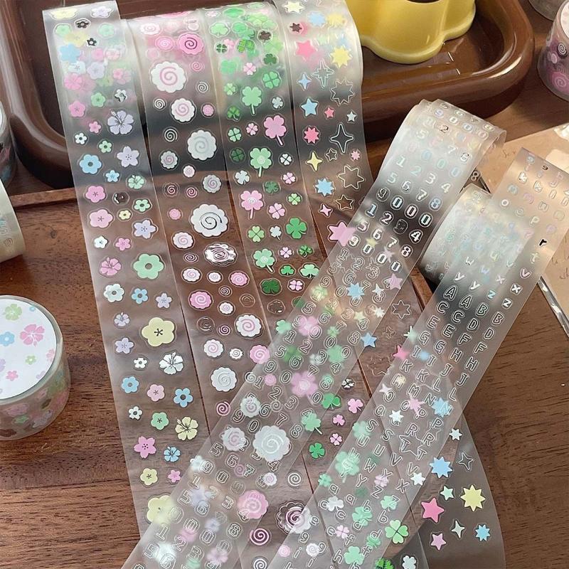 Alphabet Star Clover Fish Cake Tape Pet Sticker Ins Style Diy Decorative Tape Planner Diary Ledger Decoration Supplies Scrapbook