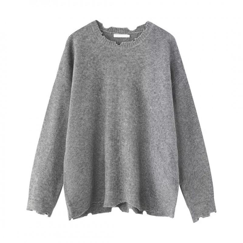 

Men s Gray Wool Sweater - Trendy Destroyed Style, Cool & Loose Fit for Autumn/Winter, Douyin Inspired Cleanfit Knitwear. L сірий колір